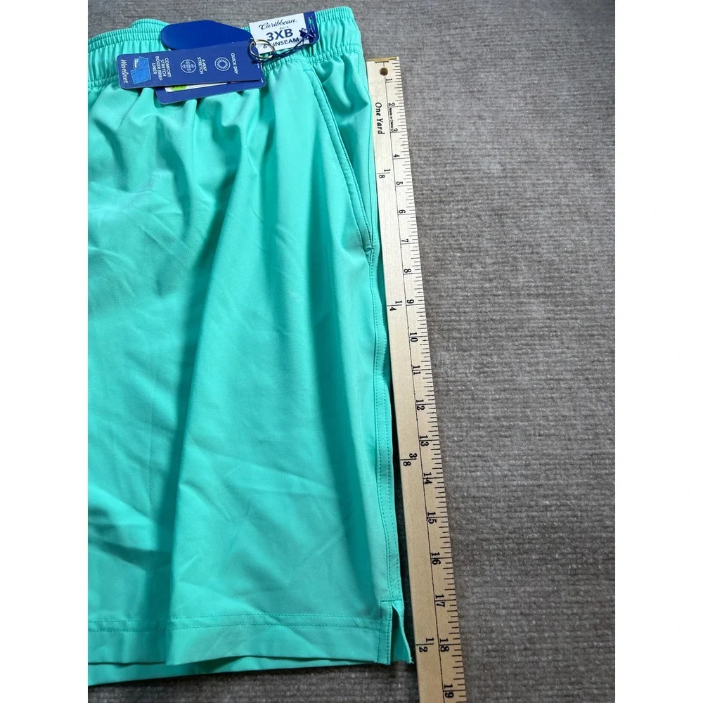 Caribbean Waveliner Mens 3XB Swim Trunks Teal Green 6‎ Inseam Boxer Brief Liner